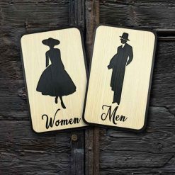 Bảng gỗ chỉ dẫn toilet cho nam/nữ